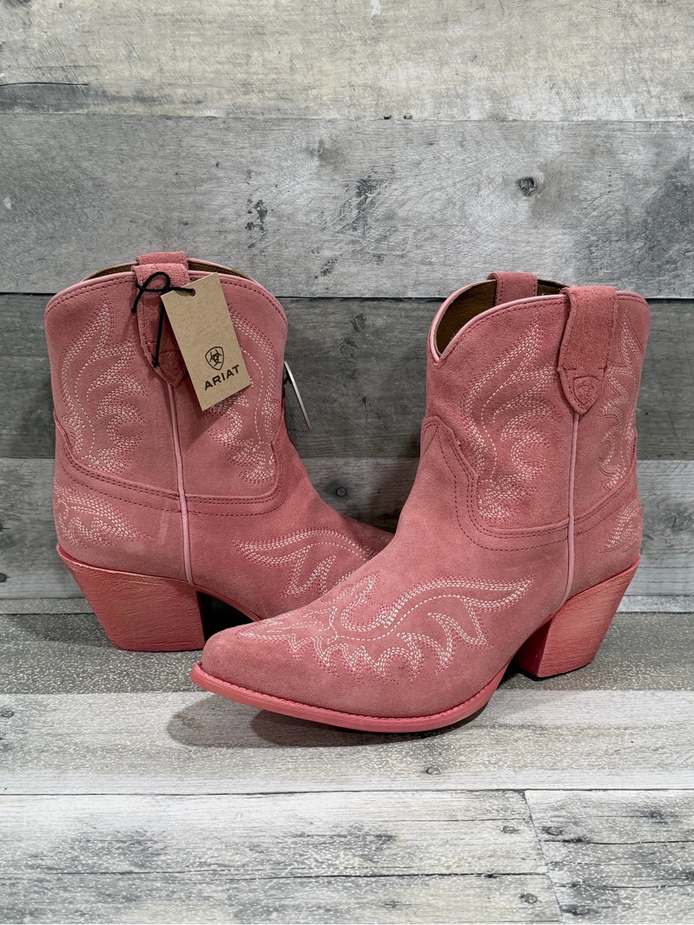 ARIAT Chandler Western Boot In Carnation Pink Suede - Sz - 8.5B